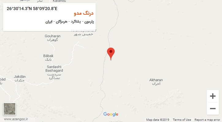 روستای درنگ مدو بر روی نقشه