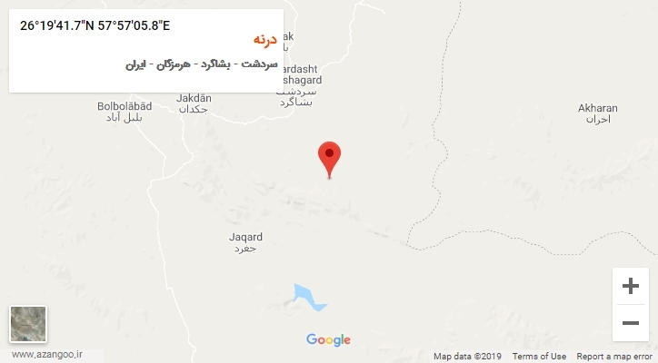 روستای درنه بر روی نقشه