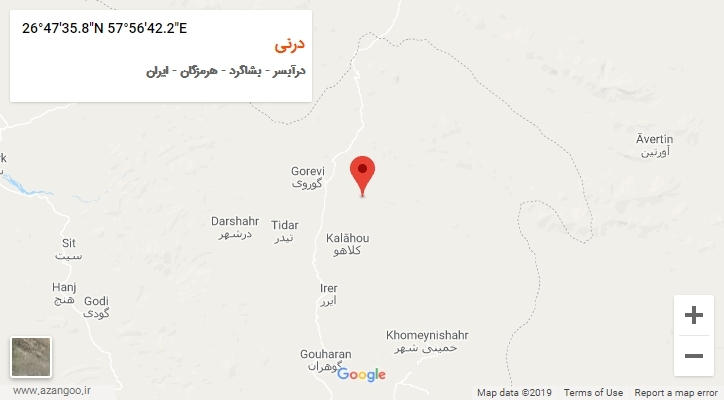 روستای درنی بر روی نقشه