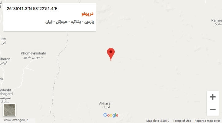روستای درپهنو بر روی نقشه