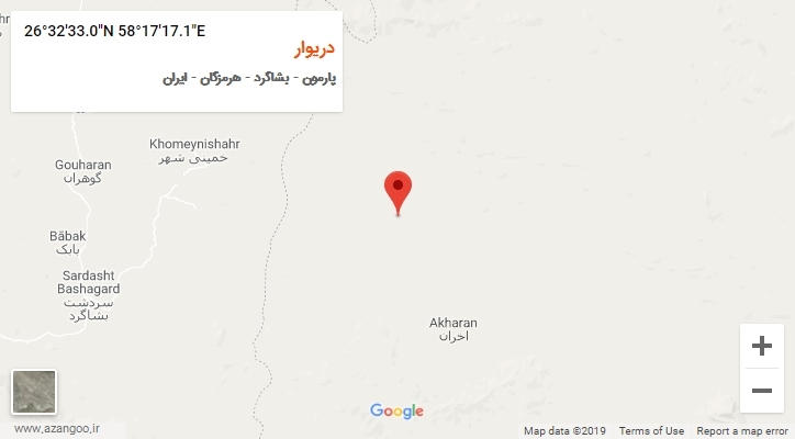 روستای دریوار بر روی نقشه