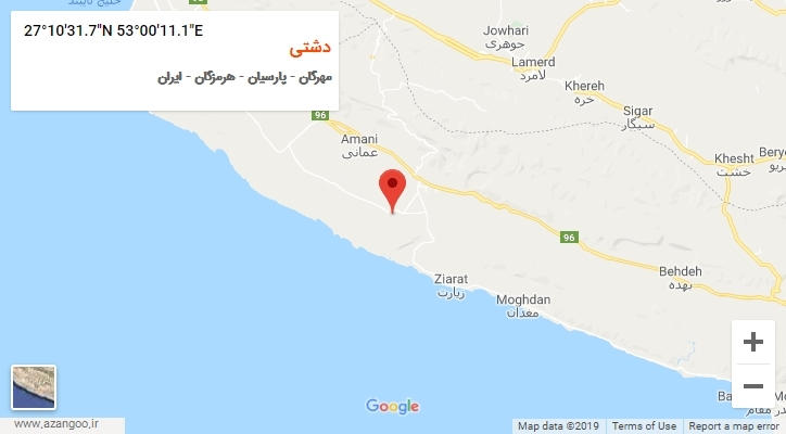 روستای دشتی بر روی نقشه
