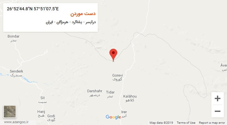 روستای دست موردن بر روی نقشه