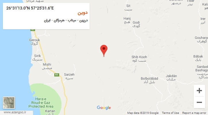 روستای دوین بر روی نقشه