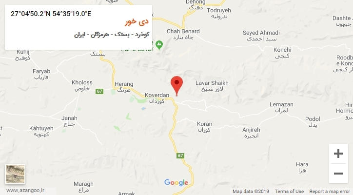 روستای دی خور بر روی نقشه