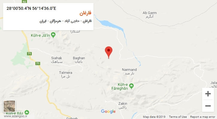 روستای فارغان بر روی نقشه