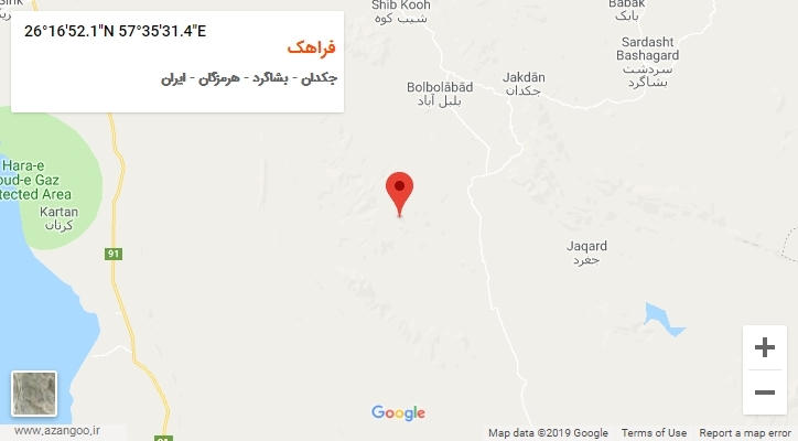 روستای فراهک بر روی نقشه