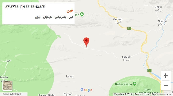 روستای فین بر روی نقشه