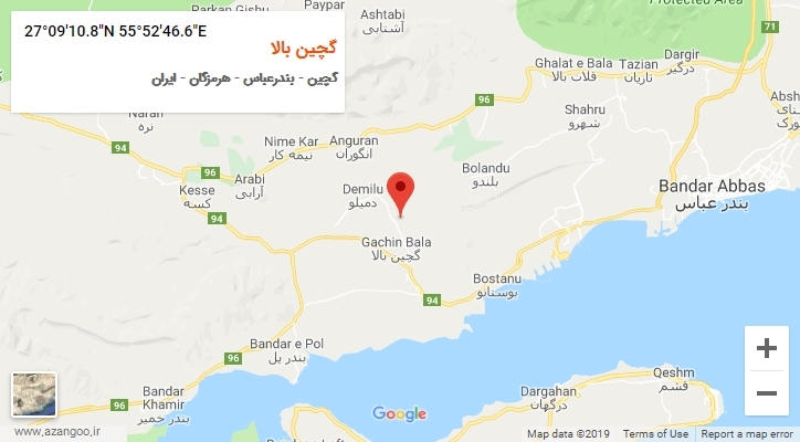روستای گچین بالا بر روی نقشه