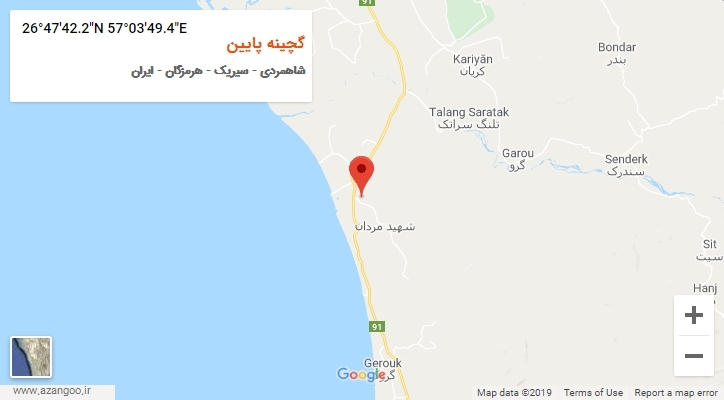 روستای گچینه پایین بر روی نقشه