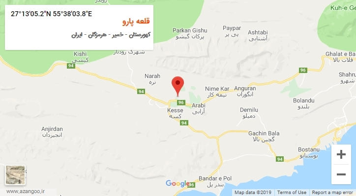 روستای قلعه پارو بر روی نقشه