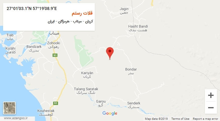 روستای قلات رستم بر روی نقشه