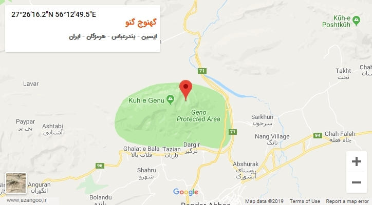 روستای گهنوج گنو بر روی نقشه