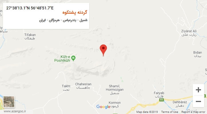 روستای گردنه پشتکوه بر روی نقشه