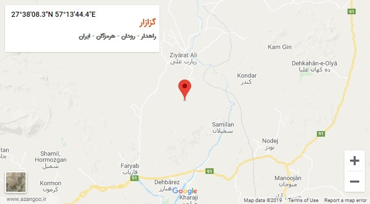 روستای گزازار بر روی نقشه