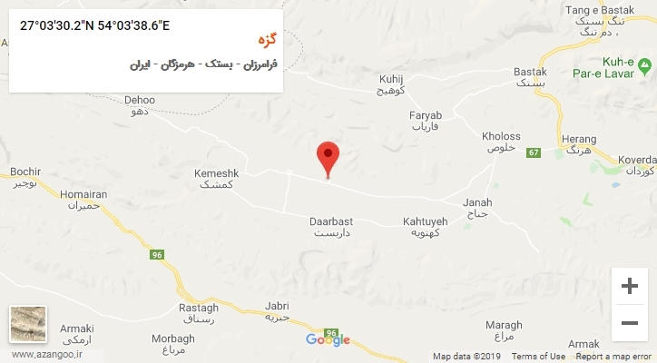 روستای گزه بر روی نقشه