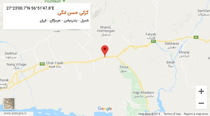 روستای گزکی حسن لنگی بر روی نقشه