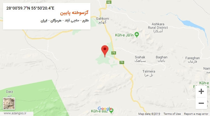 روستای گزسوخته پایین بر روی نقشه