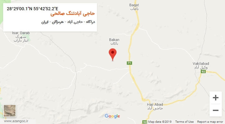 روستای حاجی آبادتنگ صالحی بر روی نقشه