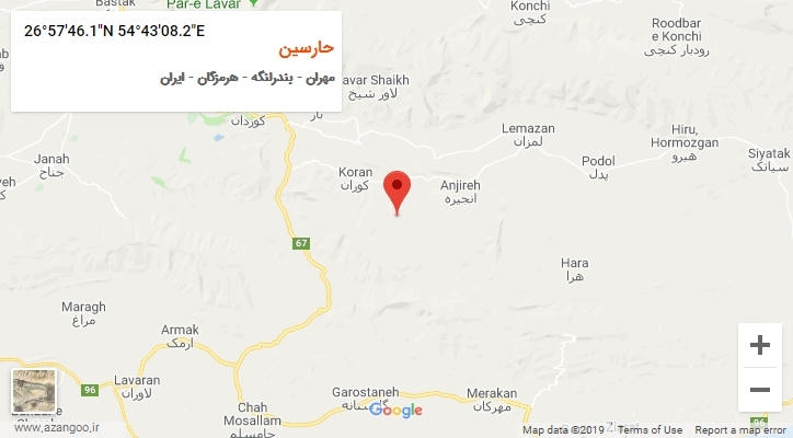 روستای حارسین بر روی نقشه