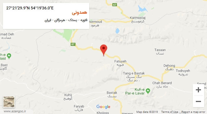 روستای همدونی بر روی نقشه