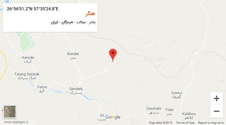 روستای هنگر بر روی نقشه