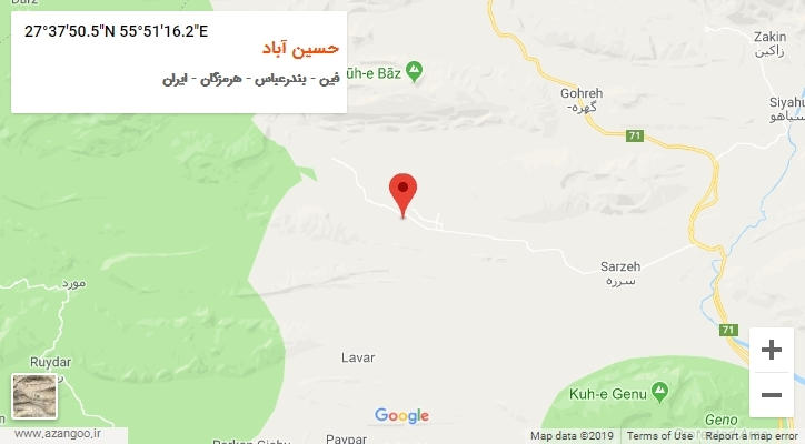 روستای حسین آباد بر روی نقشه