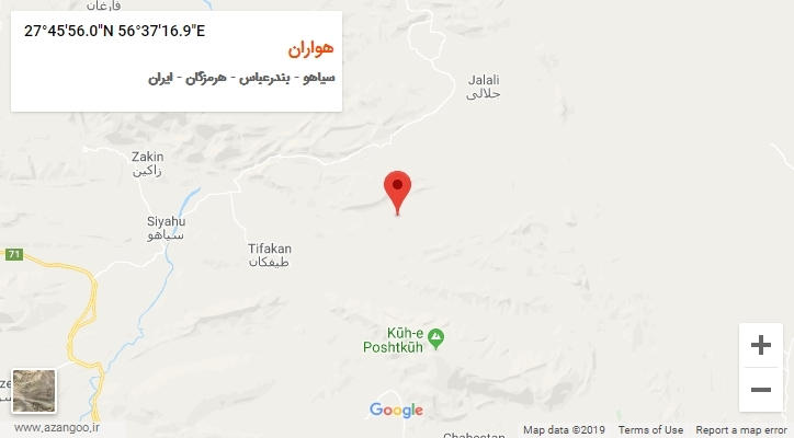 روستای هواران بر روی نقشه