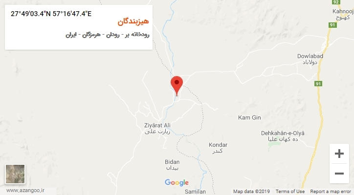 روستای هیزبندگان بر روی نقشه