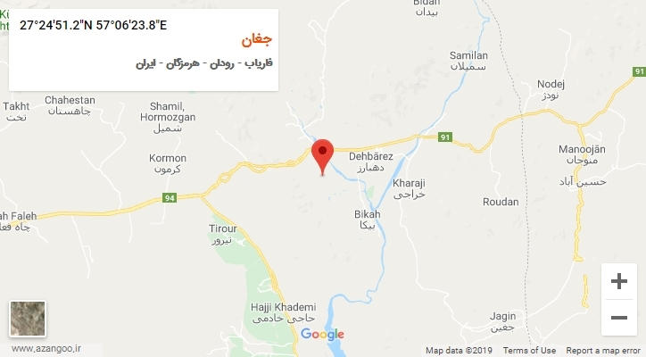 روستای جغان بر روی نقشه