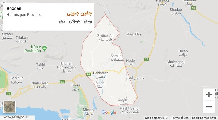 دهستان جغین جنوبی بر روی نقشه