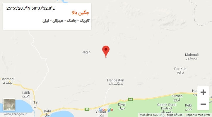 روستای جگین بالا بر روی نقشه