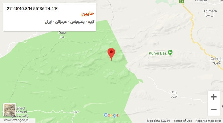 روستای خایین بر روی نقشه