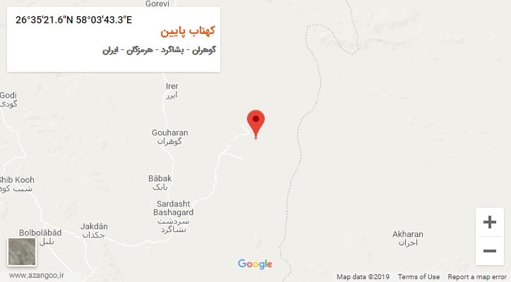 روستای کهناب پایین بر روی نقشه