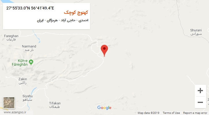 روستای کهنوج کوچک بر روی نقشه
