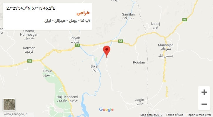 روستای خراجی بر روی نقشه