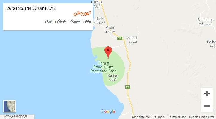 روستای کهورچلان بر روی نقشه