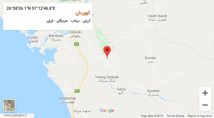 روستای کهوردان بر روی نقشه