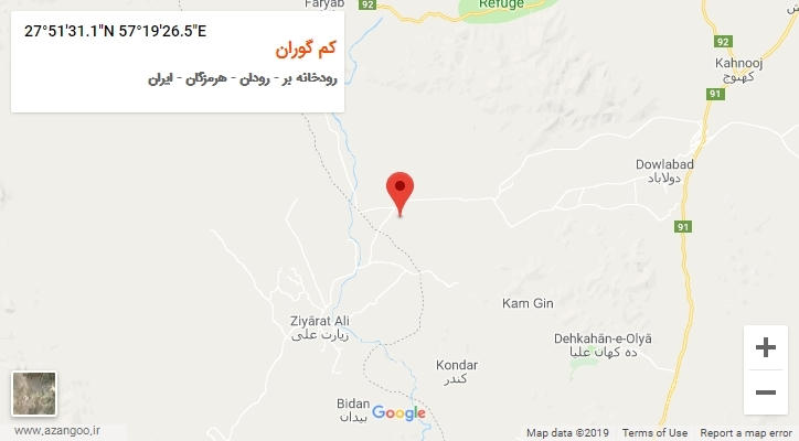 روستای کم گوران بر روی نقشه