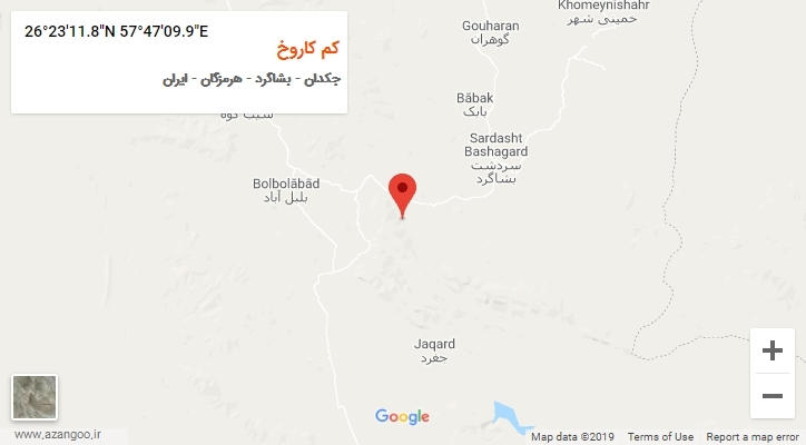روستای کم کاروخ بر روی نقشه