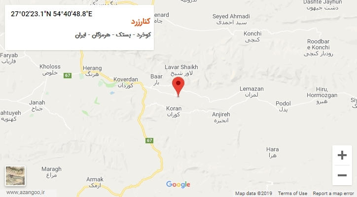 روستای کنارزرد بر روی نقشه