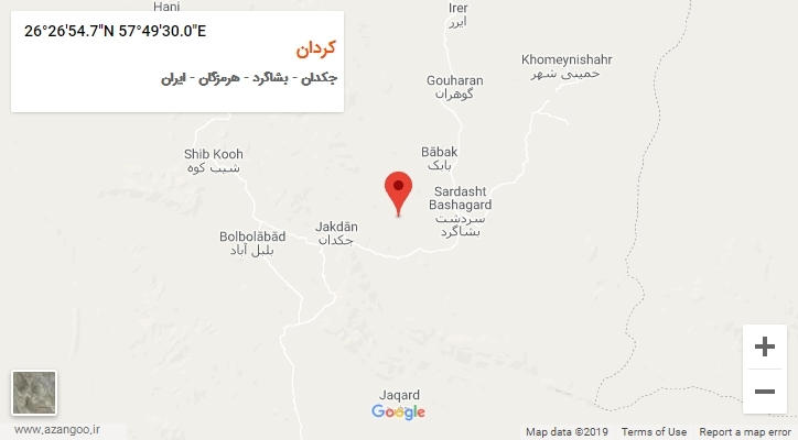 روستای کردان بر روی نقشه