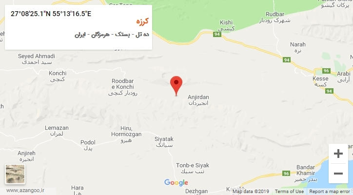 روستای کرزه بر روی نقشه