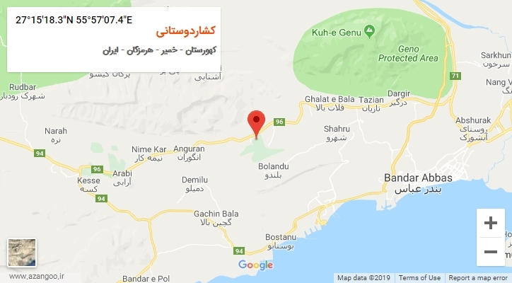 روستای کشاردوستانی بر روی نقشه