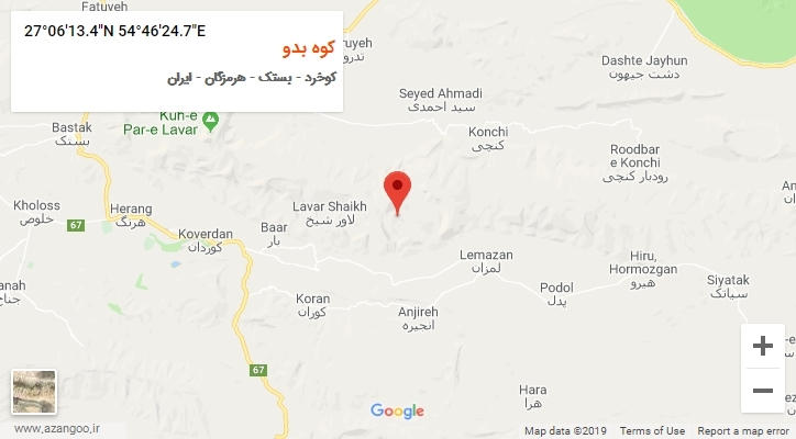 روستای کوه بدو بر روی نقشه