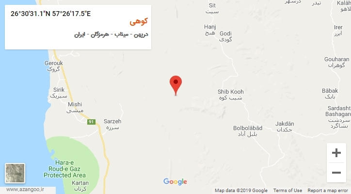 روستای کوهی بر روی نقشه