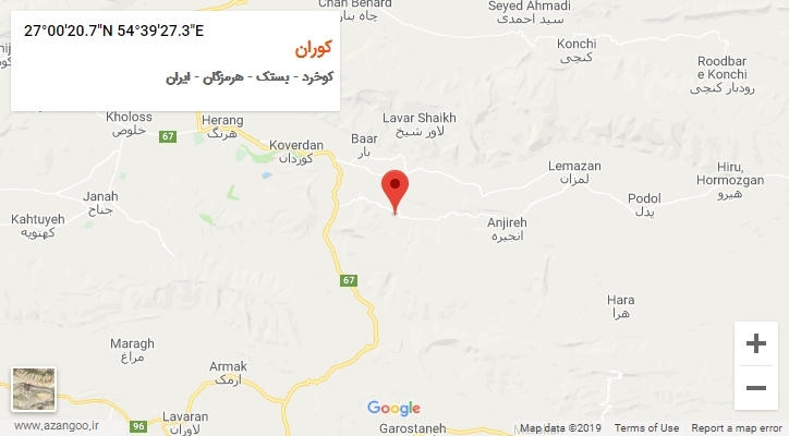 روستای کوران بر روی نقشه