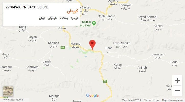 روستای کوردان بر روی نقشه