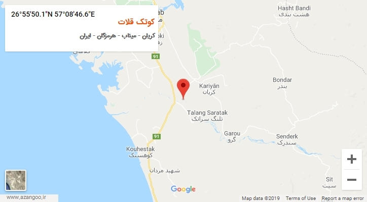 روستای کوتک قلات بر روی نقشه
