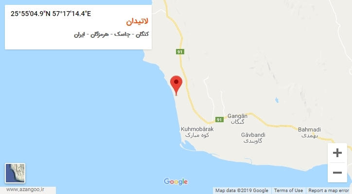 روستای لاتیدان بر روی نقشه